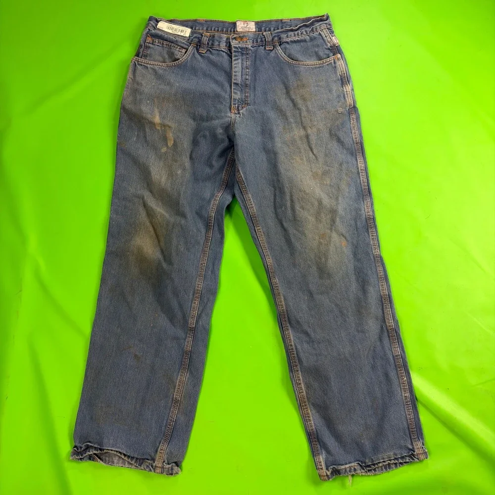 Tyndale FR Distressed Carpenter Jeans Mens 38/32 Blue Flame Resistant Workwear